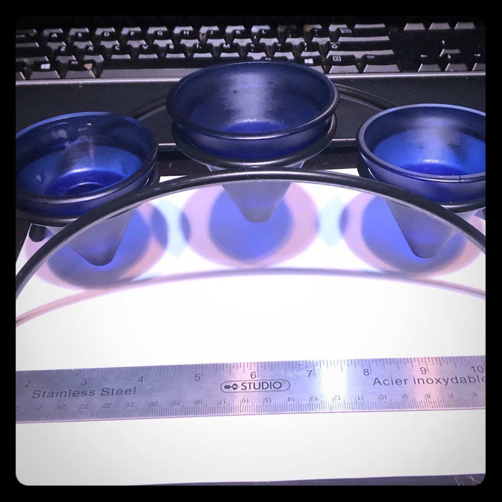 Partylite Blue Diamond triple tea light holders